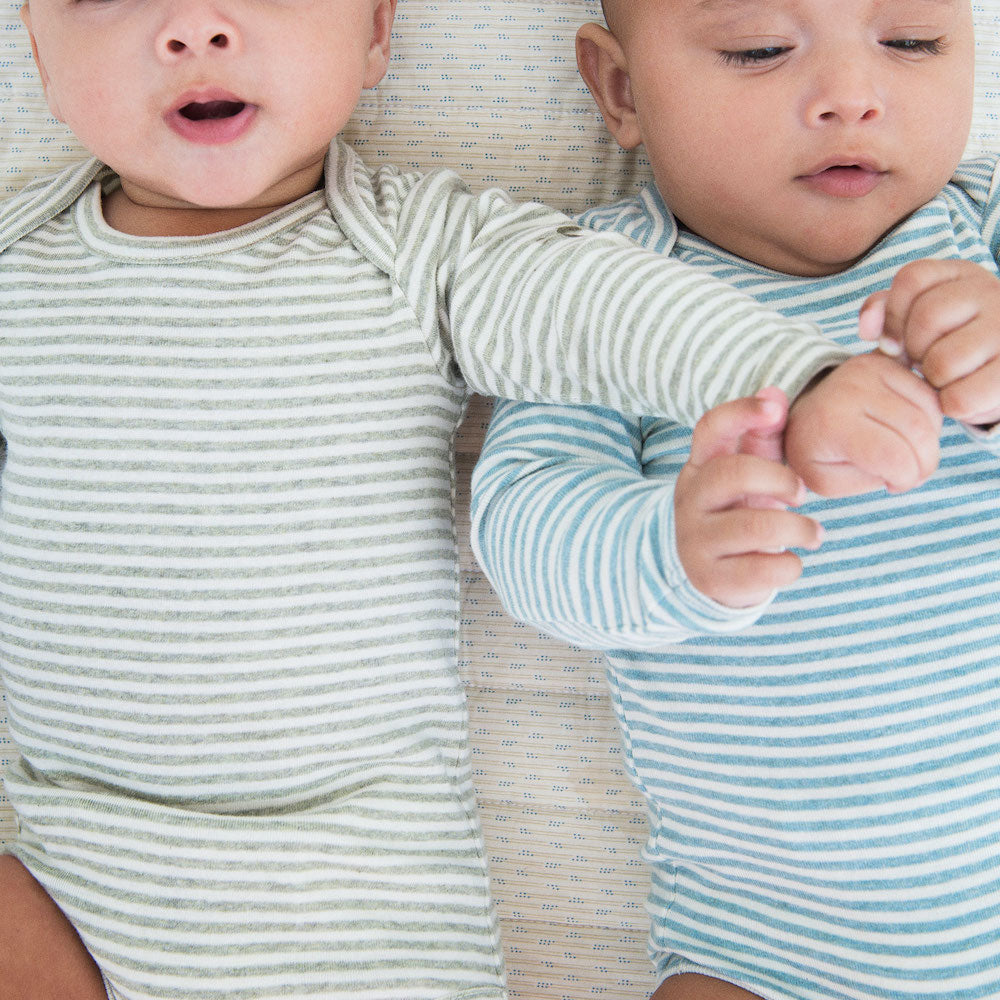 Child in baby body stripe sage by serendipity